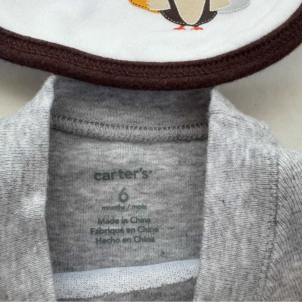 Carters Bodysuit 6 months First Thanksgiving Lot of 2 Bib Brown Snap Closure